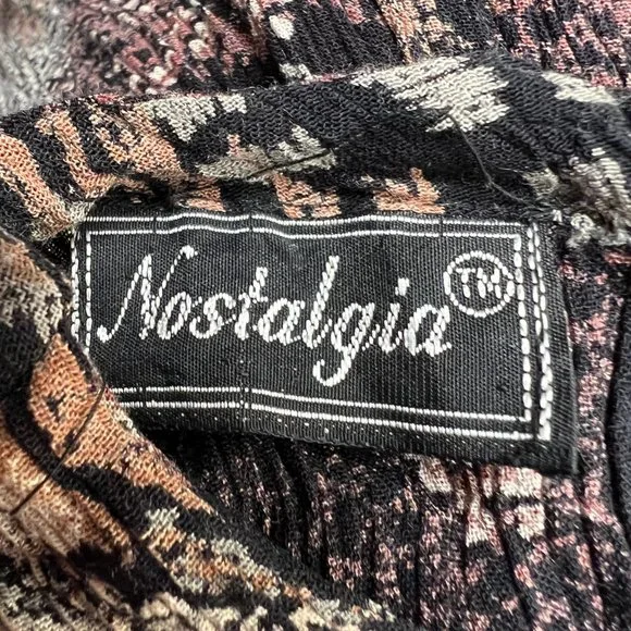 Vintage Patchwork Pleated Crinkle Midi Maxi Dress Quilt Animal Print Boho Hippie - Picture 3 of 5